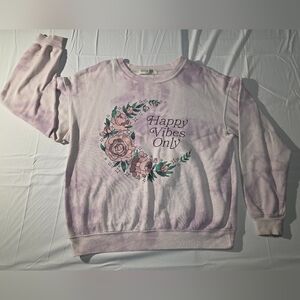 Wound Up Lavender Sweatshirt "Happy Vibes Only" Size L